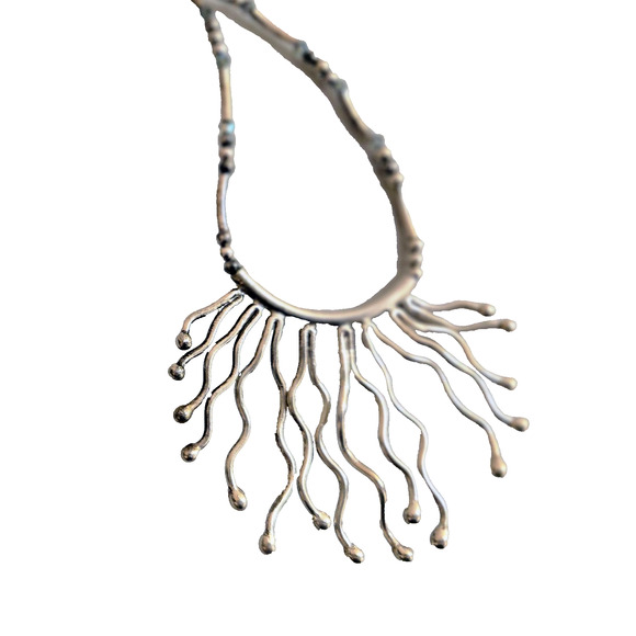 Hand-Engraved Sterling Silver Handmade Coral Pendant on Sterling Silver Necklace - Picture 3 of 7